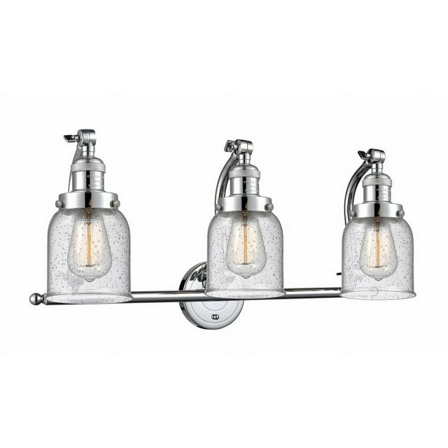 515-3W-PC-G54-Innovations Lighting-Bell - 3 Light Bath Vanity In Industrial Style-12 Inches Tall and 28 Inches Wide-Polished Chrome Finish-Seedy Glass