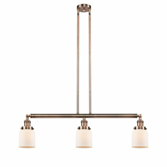 213-AC-G51 Innovations Lighting Bell - 3 Light Island In Industrial Style-10 Inches Tall and 37.5 Inches Wide-Antique Copper Finish-Matte White Glass