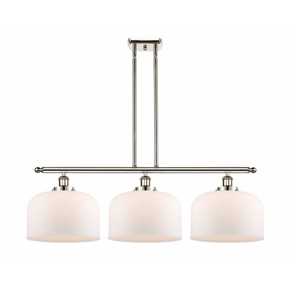 916-3I-PN-G71-L Innovations Lighting Bell - 3 Light Island In Industrial Style-11 Inches Tall and 36 Inches Wide-Polished Nickel Finish-Matte White