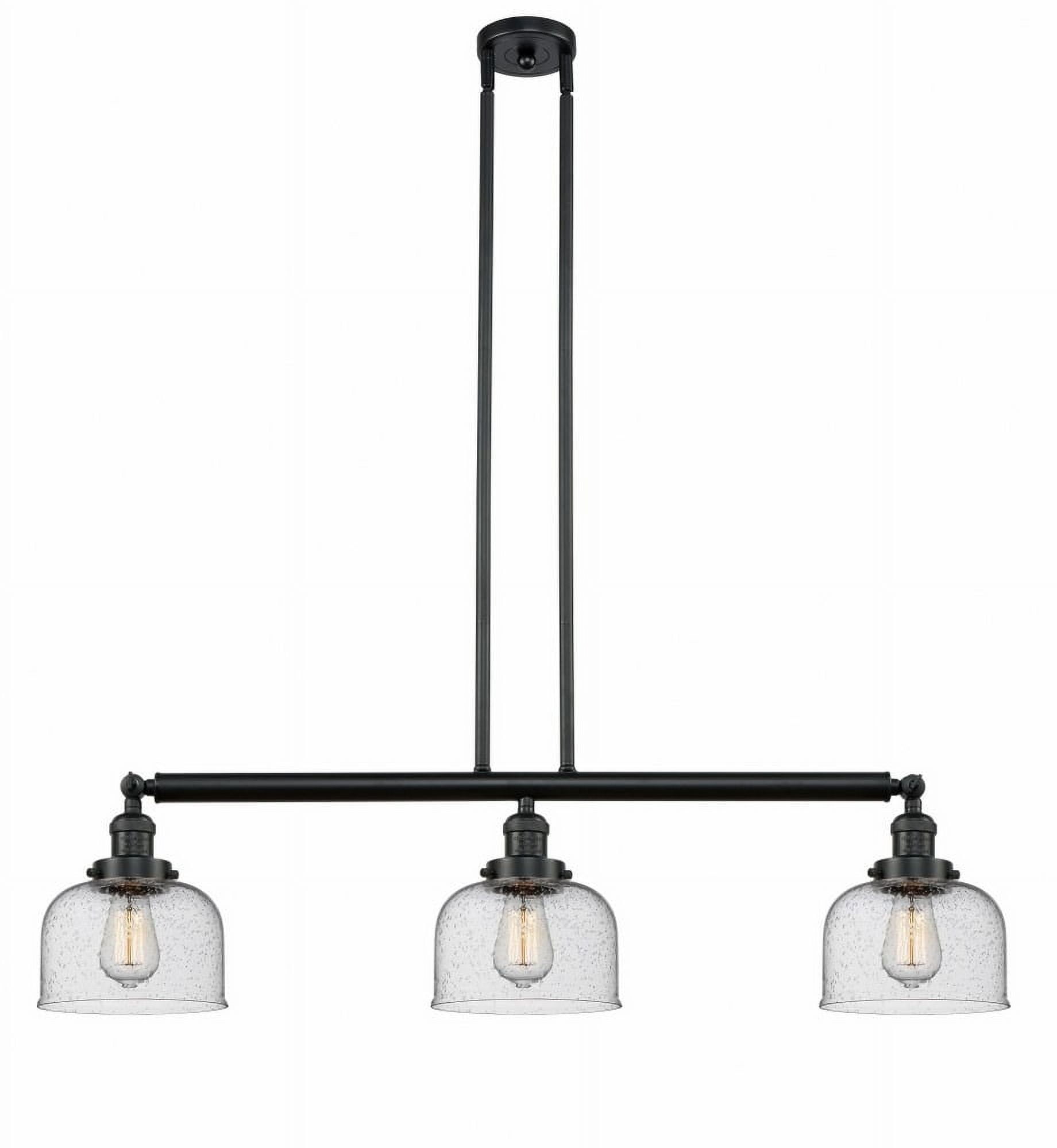 Matte Black and Seedy Glass 36" Vintage Island Light