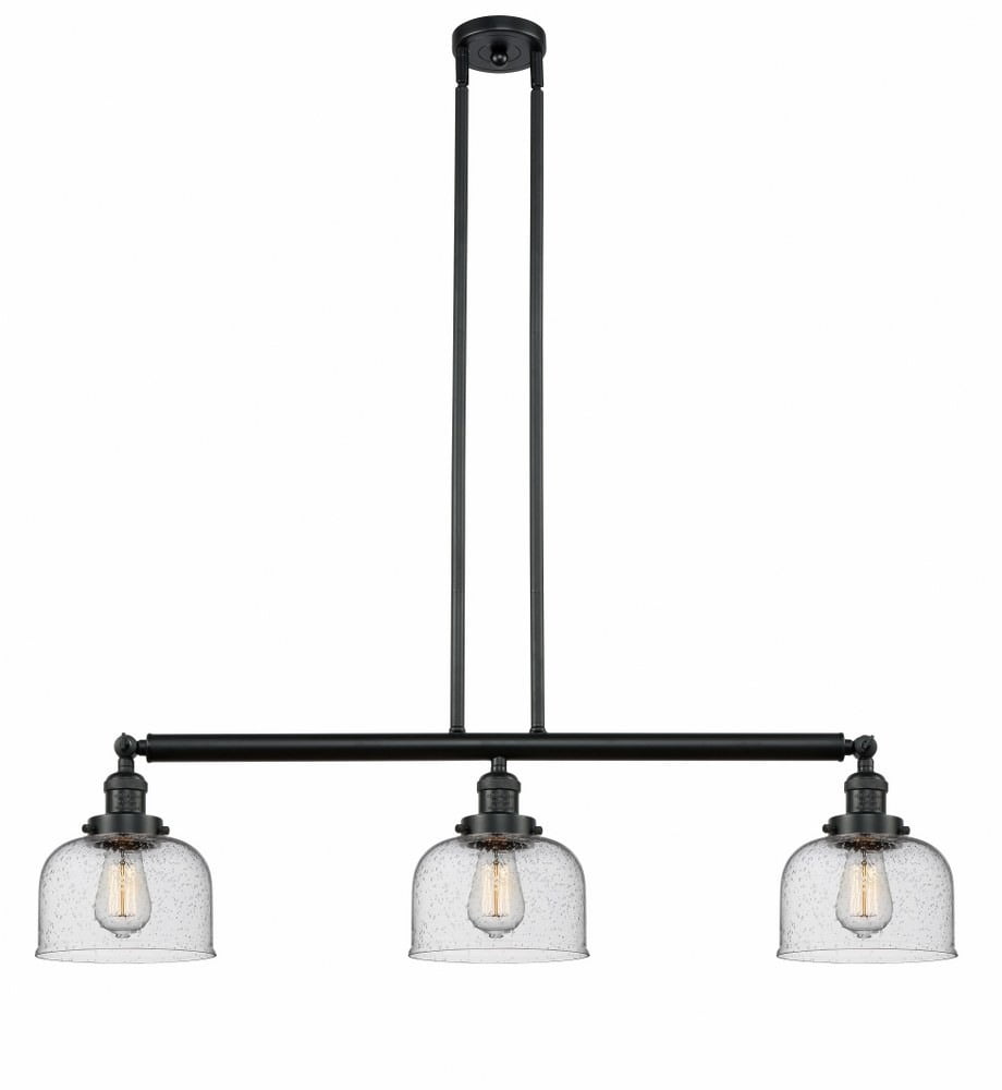 Matte Black and Seedy Glass 36" Vintage Island Light