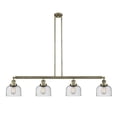 thumbnail image 1 of Innovations Lighting  Bell 4 Light 53" Stem Hung Island Light Antique Brass/Seedy, 1 of 5