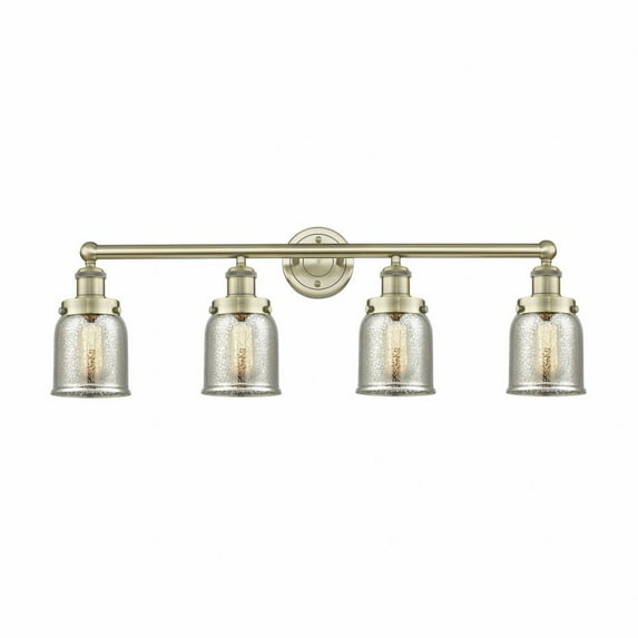 616-4W-AB-G58 Innovations Lighting Bell - 4 Light Bath Vanity In Industrial Style-10 Inches Tall and 33.5 Inches Wide-Antique Brass Finish-Silver