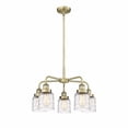 thumbnail image 1 of Innovations Lighting  Bell - 5 Light 23" Stem Hung Chandelier Antique Brass/Clear Deco Swirl, 1 of 5