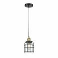 thumbnail image 1 of Innovations Lighting  Bell Cage - 1 Light 6" Cord Hung Mini Pendant Clear/Black Antique Brass, 1 of 5