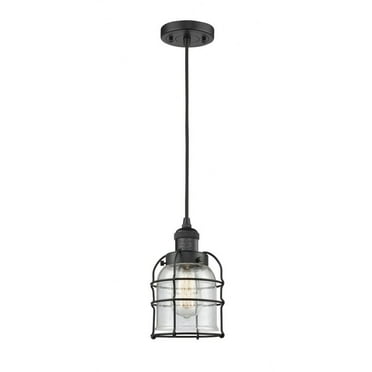 Innovations Lighting  Franklin Restoration Bell Cage - 1 Light 6" Cord Hung Mini Pendant Seedy/Matte Black