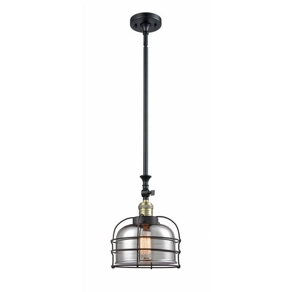 206-BAB-G73-CE-Innovations Lighting-Bell Cage - 1 Light Mini Pendant In Traditional Style-13 Inches Tall and 9 Inches Wide-Black Antique Brass