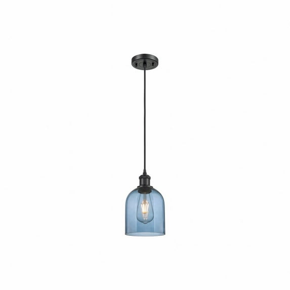 516-1P-BK-G558-6BL Innovations Lighting Bella - 1 Light Cord Hung Mini Pendant In Industrial Style-9.5 Inches Tall and 5.5 Inches Wide-Matte Black