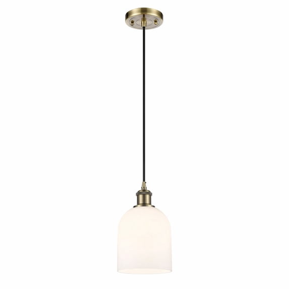 516-1P-AB-G558-6GWH Innovations Lighting Bella - 1 Light Cord Hung Mini Pendant In Industrial Style-9.5 Inches Tall and 5.5 Inches Wide-Antique Brass