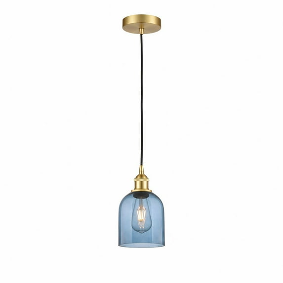 616-1P-SG-G558-6BL Innovations Lighting Bella - 1 Light Cord Hung Mini Pendant In Industrial Style-9.5 Inches Tall and 5.5 Inches Wide-Satin Gold