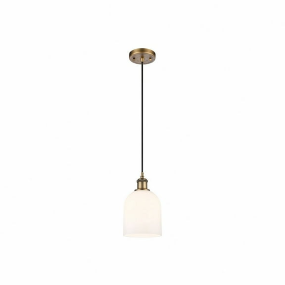 516-1P-BB-G558-6GWH Innovations Lighting Bella - 1 Light Cord Hung Mini Pendant In Industrial Style-9.5 Inches Tall and 5.5 Inches Wide-Brushed Brass