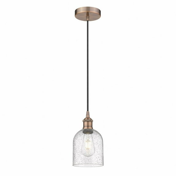 616-1P-AC-G558-6SDY Innovations Lighting Bella - 1 Light Cord Hung Mini Pendant In Industrial Style-9.5 Inches Tall and 5.5 Inches Wide-Antique Copper