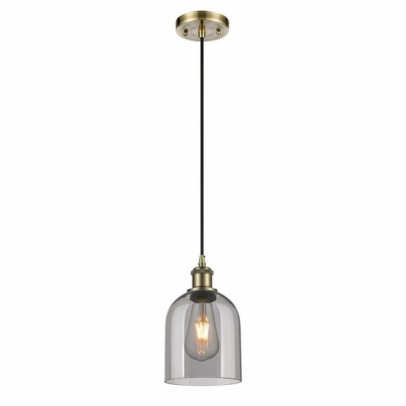 516-1P-AB-G558-6SM Innovations Lighting Bella - 1 Light Cord Hung Mini Pendant In Industrial Style-9.5 Inches Tall and 5.5 Inches Wide-Antique Brass