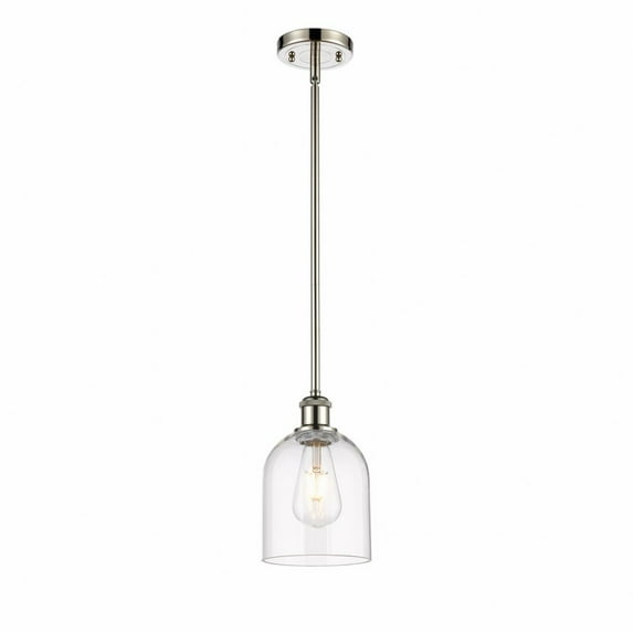 516-1S-PN-G558-6CL Innovations Lighting Bella - 1 Light Stem Hung Mini Pendant In Industrial Style-9.5 Inches Tall and 5.5 Inches Wide-Polished Nickel