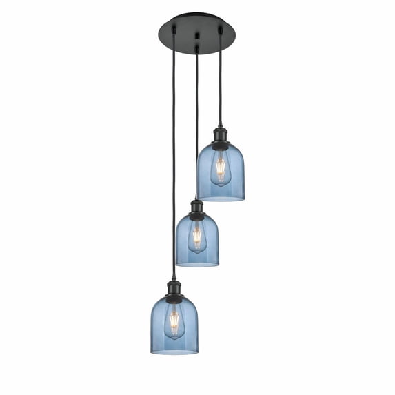 113B-3P-BK-G558-6BL Innovations Lighting Bella - 3 Light Cord Hung Multi Pendant In Industrial Style-29.25 Inches Tall and 12 Inches Wide-Matte Black