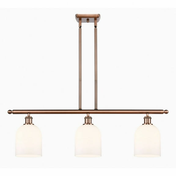 516-3I-AC-G558-6GWH Innovations Lighting Bella - 3 Light Stem Hung Island In Industrial Style-10 Inches Tall and 36 Inches Wide-Antique Copper