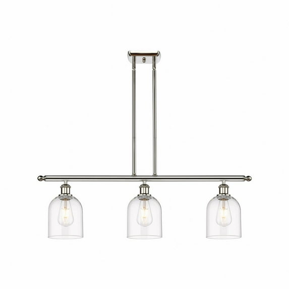516-3I-PN-G558-6CL Innovations Lighting Bella - 3 Light Stem Hung Island In Industrial Style-10 Inches Tall and 36 Inches Wide-Polished Nickel