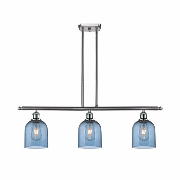 516-3I-SN-G558-6BL Innovations Lighting Bella - 3 Light Stem Hung Island In Industrial Style-10 Inches Tall and 36 Inches Wide-Brushed Satin Nickel
