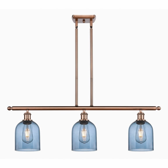 516-3I-AC-G558-6BL Innovations Lighting Bella - 3 Light Stem Hung Island In Industrial Style-10 Inches Tall and 36 Inches Wide-Antique Copper