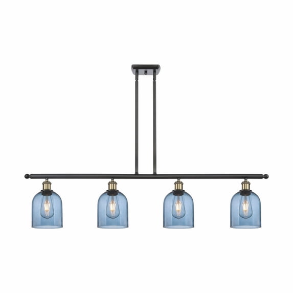 516-4I-BAB-G558-6BL Innovations Lighting Bella - 4 Light Stem Hung Island In Industrial Style-10 Inches Tall and 48 Inches Wide-Black Antique Brass