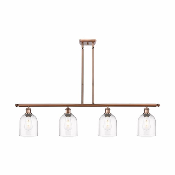 516-4I-AC-G558-6CL Innovations Lighting Bella - 4 Light Stem Hung Island In Industrial Style-10 Inches Tall and 48 Inches Wide-Antique Copper
