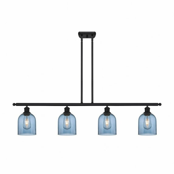 516-4I-BK-G558-6BL Innovations Lighting Bella - 4 Light Stem Hung Island In Industrial Style-10 Inches Tall and 48 Inches Wide-Matte Black