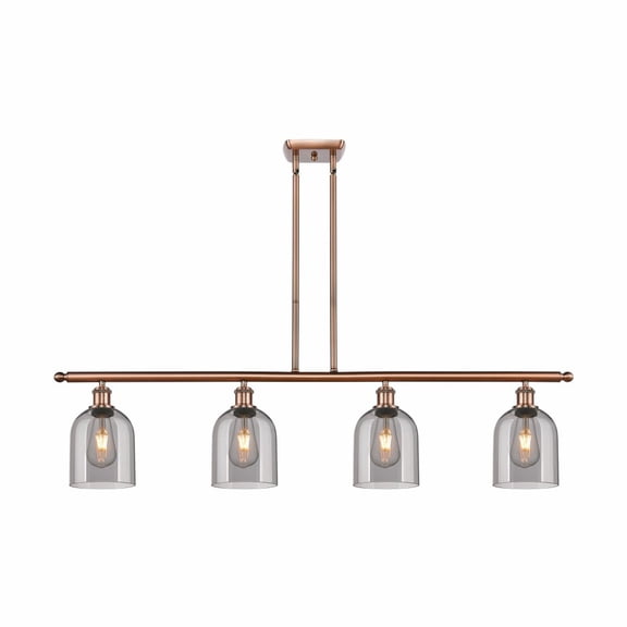 516-4I-AC-G558-6SM Innovations Lighting Bella - 4 Light Stem Hung Island In Industrial Style-10 Inches Tall and 48 Inches Wide-Antique Copper