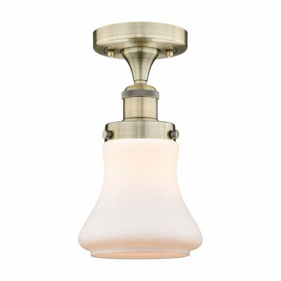 Innovations Lighting Bellmont - 1 Light 7" Semi-Flush Mount Antique Brass/Matte White