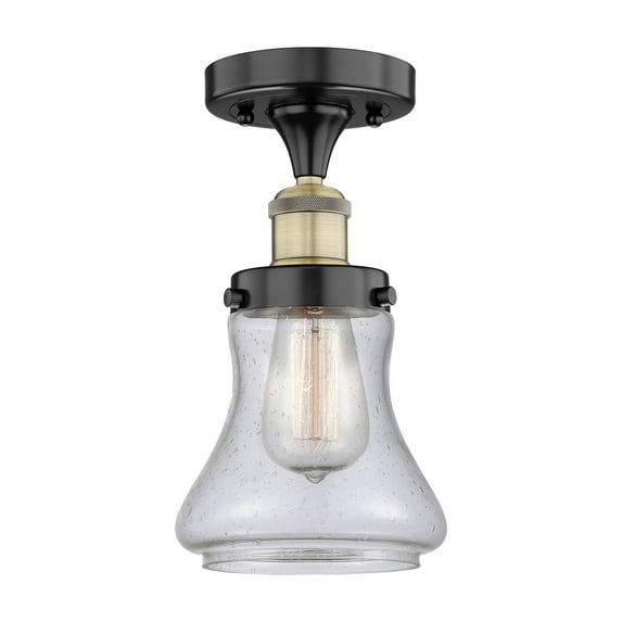 Innovations Lighting Bellmont - 1 Light 7" Semi-Flush Mount Black Antique Brass/Seedy