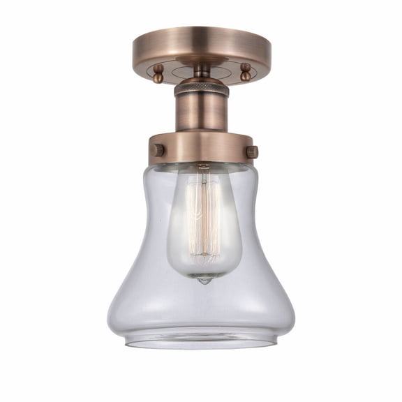Innovations Lighting Bellmont - 1 Light 7" Semi-Flush Mount Clear/Antique Copper