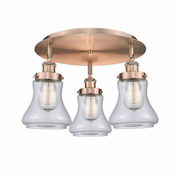 Innovations Lighting  Bellmont - 3 Light 18" Flush Mount Clear/Antique Copper