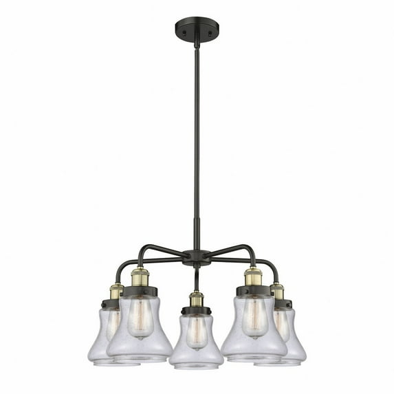Innovations Lighting Bellmont - 5 Light 24" Stem Hung Chandelier Black Antique Brass/Seedy