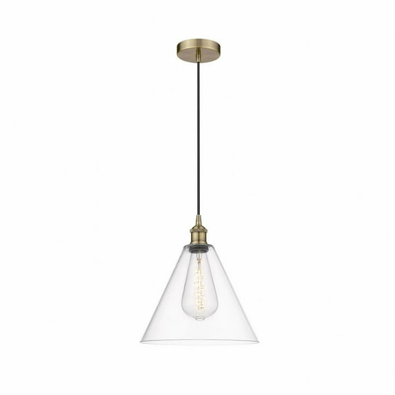 Innovations Lighting Berkshire - 1 Light 12" Cord Hung Mini Pendant Antique Brass/Clear