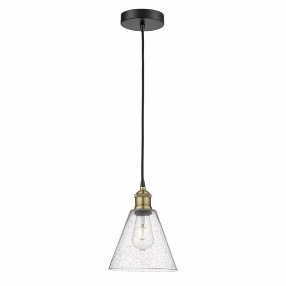 Innovations Lighting  Berkshire - 1 Light 8" Cord Hung Mini Pendant Black Antique Brass/Seedy