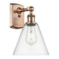 thumbnail image 1 of Innovations Lighting  Berkshire Glass - 1 Light 8" Sconce Clear/Antique Copper, 1 of 5