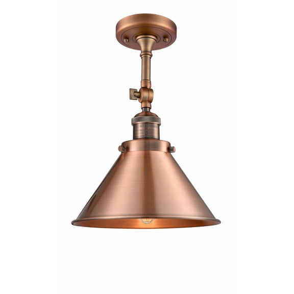 201F-AC-M10-AC Innovations Lighting Briarcliff - 1 Light Semi-Flush Mount In Traditional Style-13 Inches Tall and 10 Inches Wide-Antique Copper Finish