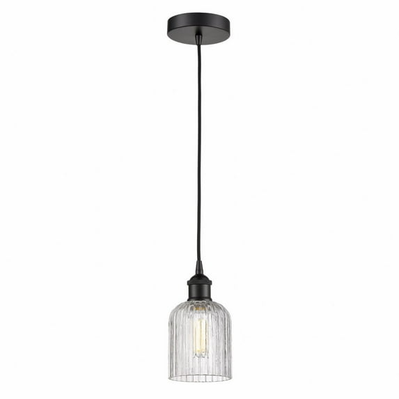 616-1P-BK-G559-5CL Innovations Lighting Bridal Veil - 1 Light Cord Hung Mini Pendant In Art Deco Style-9 Inches Tall and 5 Inches Wide-Matte Black