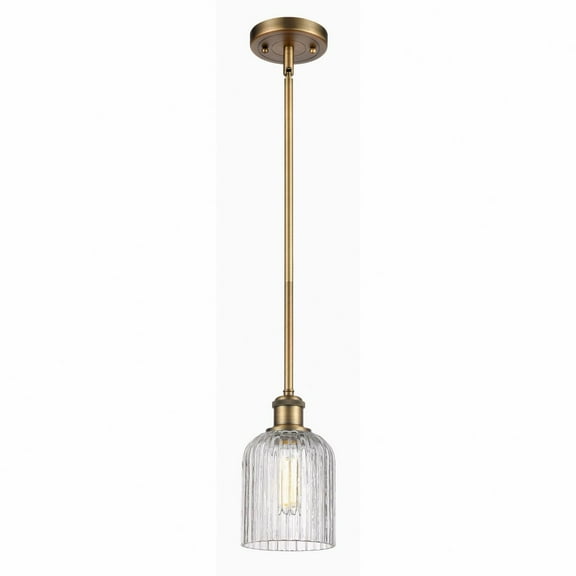 516-1S-BB-G559-5CL Innovations Lighting Bridal Veil - 1 Light Stem Hung Mini Pendant In Art Deco Style-9 Inches Tall and 5 Inches Wide-Brass Finish