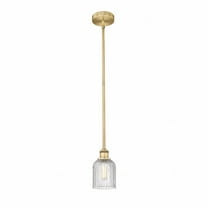 616-1S-BB-G559-5CL Innovations Lighting Bridal Veil - 1 Light Stem Hung Mini Pendant In Art Deco Style-8.5 Inches Tall and 5 Inches Wide-Brass Finish