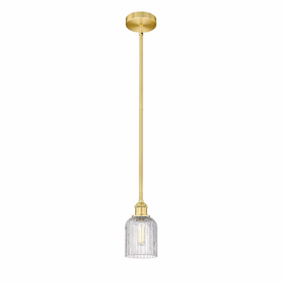 616-1S-SG-G559-5CL-Innovations Lighting-Bridal Veil - 1 Light Stem Hung Mini Pendant In Art Deco Style-8.5 Inches Tall and 5 Inches Wide-Satin Gold