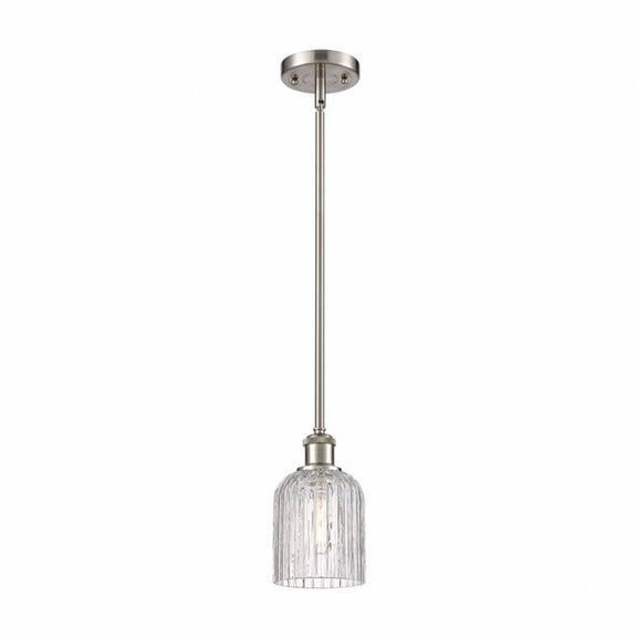 516-1S-SN-G559-5CL Innovations Lighting Bridal Veil - 1 Light Stem Hung Mini Pendant In Art Deco Style-9 Inches Tall and 5 Inches Wide-Satin Nickel