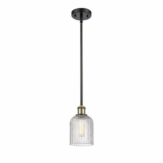 516-1S-BAB-G559-5CL Innovations Lighting Bridal Veil - 1 Light Stem Hung Mini Pendant In Art Deco Style-9 Inches Tall and 5 Inches Wide-Black Antique