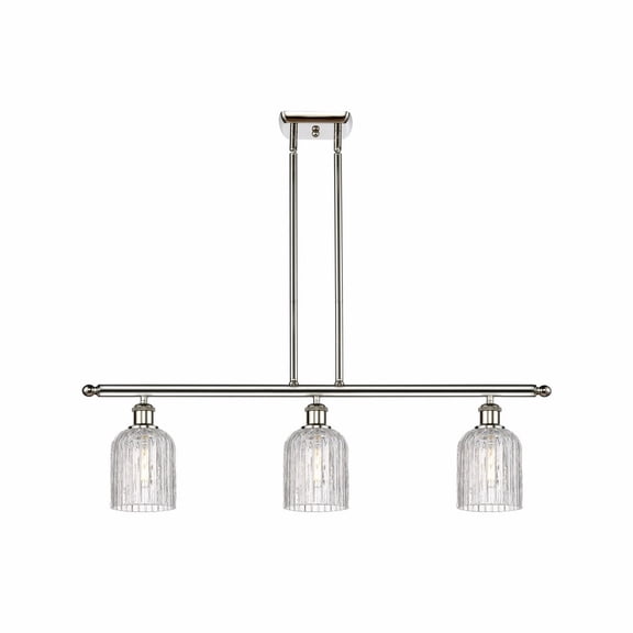 516-3I-PN-G559-5CL Innovations Lighting Bridal Veil - 3 Light Stem Hung Island In Art Deco Style-9.5 Inches Tall and 36 Inches Wide-Polished Nickel