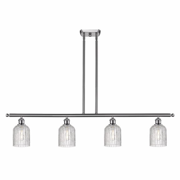 516-4I-SN-G559-5CL Innovations Lighting Bridal Veil - 4 Light Stem Hung Island In Art Deco Style-9.5 Inches Tall and 48 Inches Wide-Satin Nickel