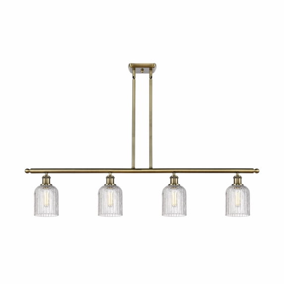 516-4I-AB-G559-5CL-Innovations Lighting-Bridal Veil - 4 Light Stem Hung Island In Art Deco Style-9.5 Inches Tall and 48 Inches Wide-Antique Brass