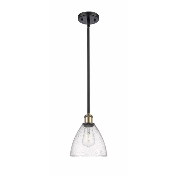 516-1S-BAB-GBD-754 Innovations Lighting Bristol Glass - 1 Light Mini Pendant In Industrial Style-9.25 Inches Tall and 7.5 Inches Wide-Black Antique