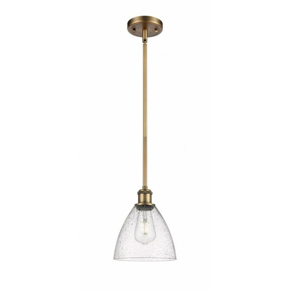 516-1S-BB-GBD-754-Innovations Lighting-Bristol Glass - 1 Light Mini Pendant In Industrial Style-9.25 Inches Tall and 7.5 Inches Wide-Brushed Brass