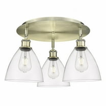 Innovations Lighting  Bristol Glass - 3 Light 19" Flush Mount Antique Brass/Clear