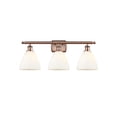 thumbnail image 1 of Innovations Lighting  Bristol Glass - 3 Light 28" Bath Vanity Light Antique Copper Finish/Matte White, 1 of 5