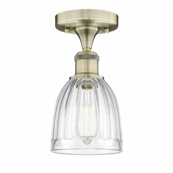 Innovations Lighting Brookfield - 1 Light 6" Semi-Flush Mount Antique Brass/Clear